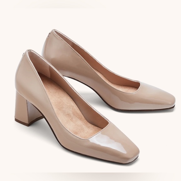 Inez Shoes - Inez Frida Tan Patent Block Heel Pumps NWOT NWOB